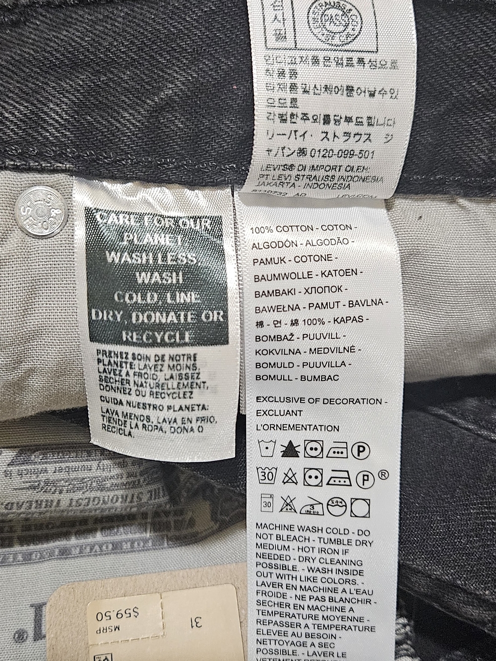 Levi's 501 Original High Rise Denim Shorts/women's/Black Distressed - Size 31 - Picture 12 of 14